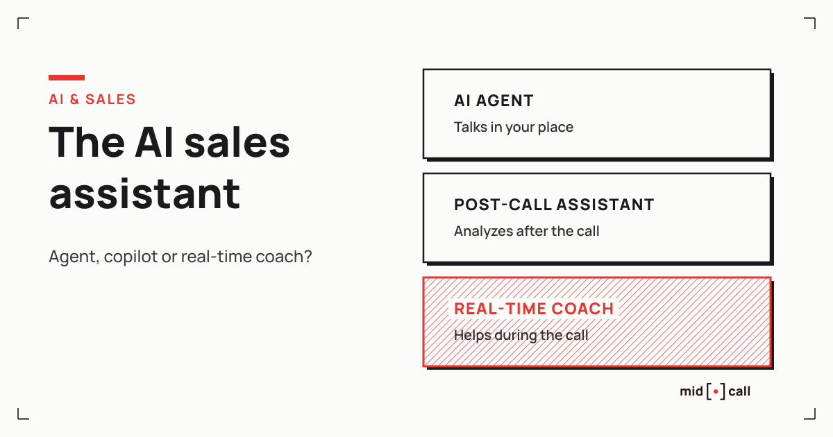 The three families of AI sales assistants: agent, post-call and real-time coach