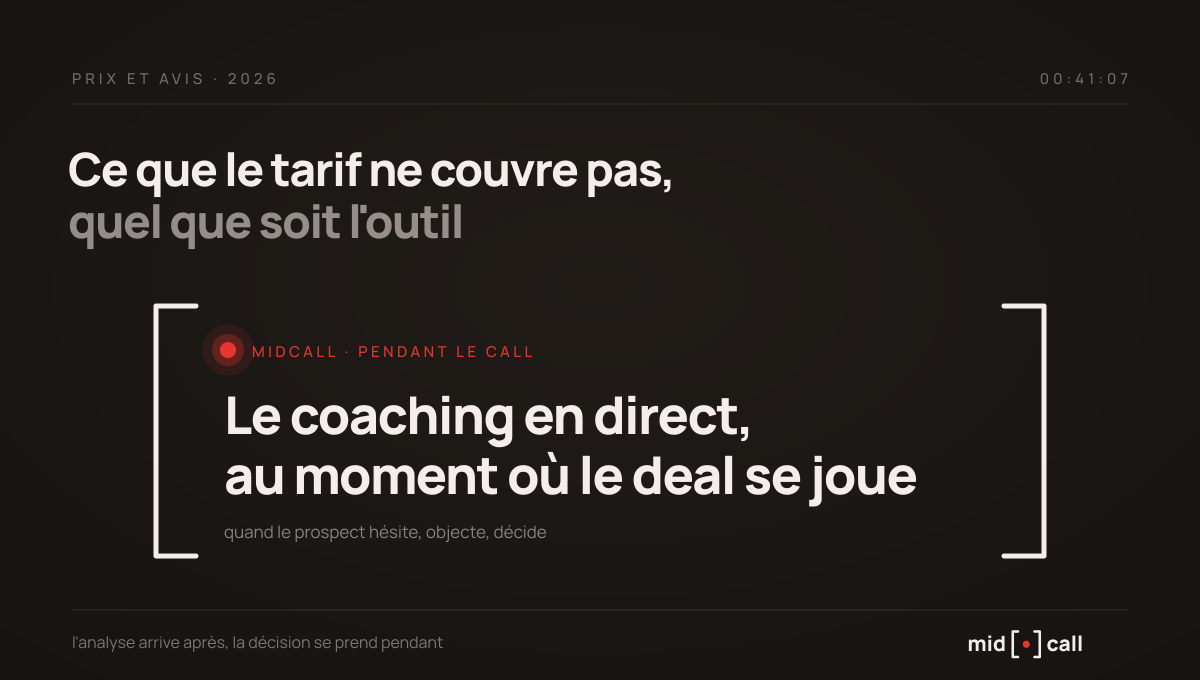 Ce que le tarif d'un outil d'analyse ne couvre pas, le coaching pendant le call
