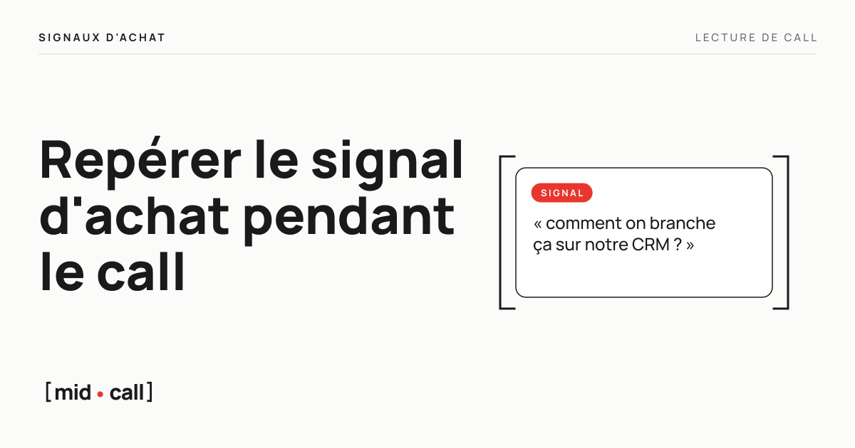 Signaux d'achat repérés en direct pendant un call de vente, sur fond Craie et Carbone.